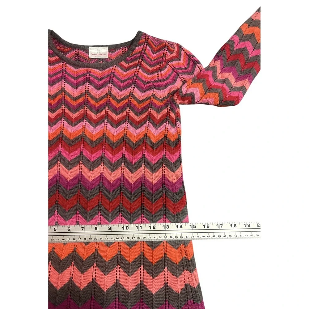 Hanna Andersson Sweater‎ Dress Girls Size 10/140 Pink Zig Zag Chevron Lined